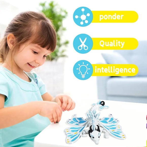 3D Printed Articulated Dragon Toy with wings, Flexible, Posable Fidget Toy - Picture 5 of 6